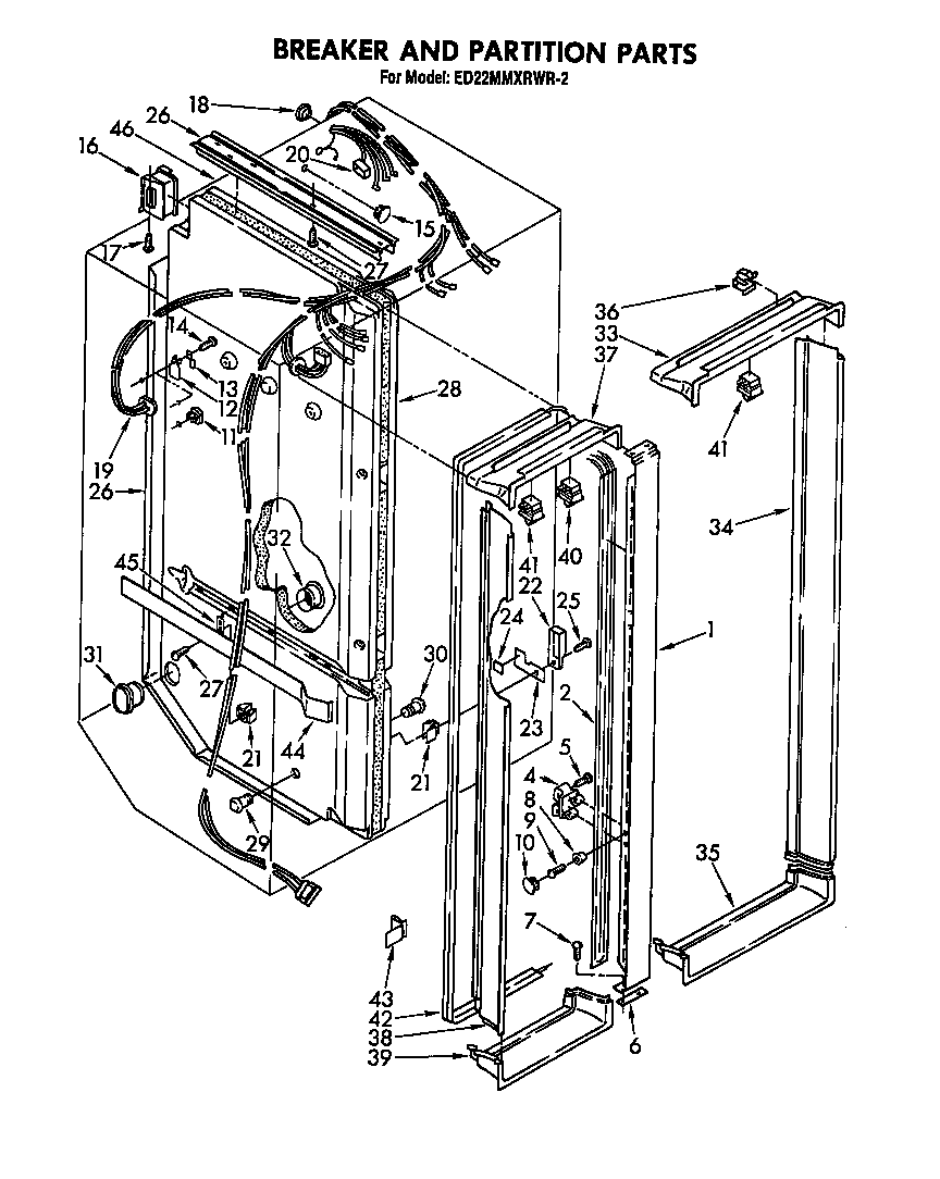 Whirlpool ED22MMXRWR2 breaker and partition diagram