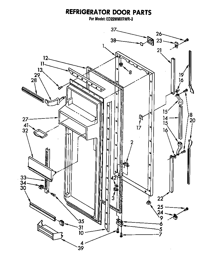 Whirlpool ED22MMXRWR2 refrigerator door diagram