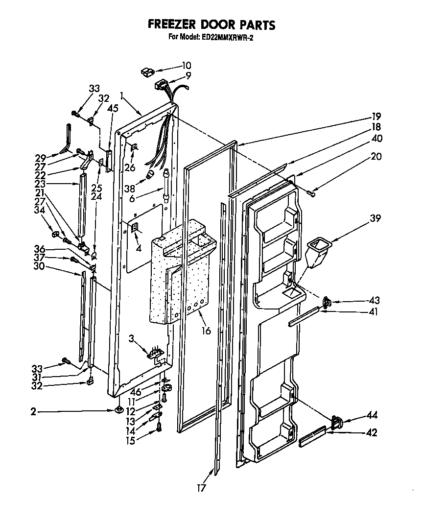 Whirlpool ED22MMXRWR2 freezer door diagram