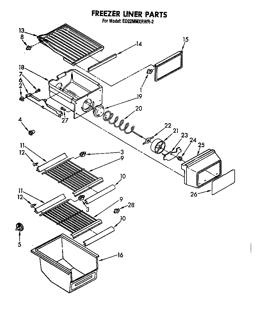 Whirlpool ED22MMXRWR2 freezer liner diagram