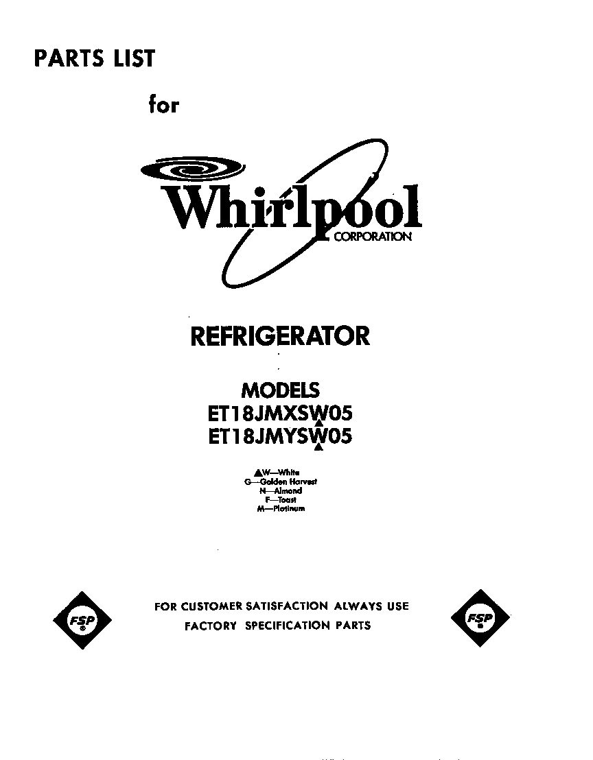 Whirlpool ET18JMYSM05 cover diagram