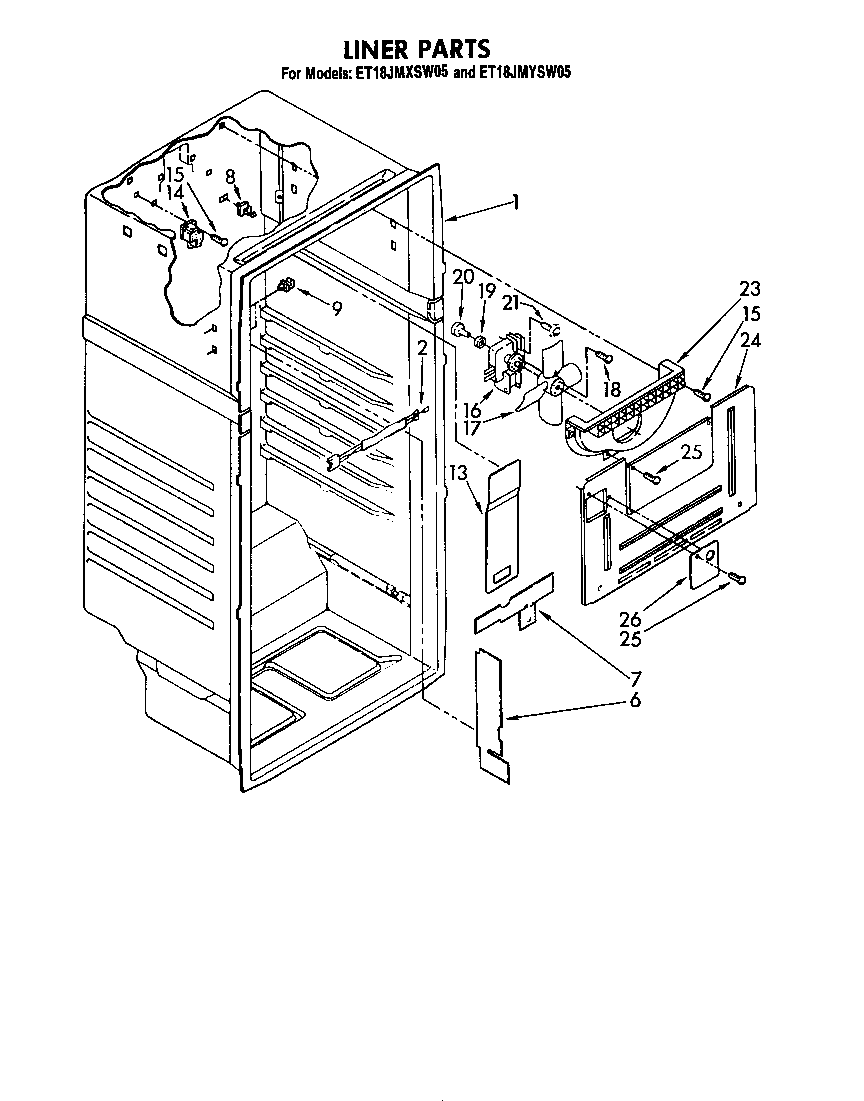 Whirlpool ET18JMYSM05 liner diagram
