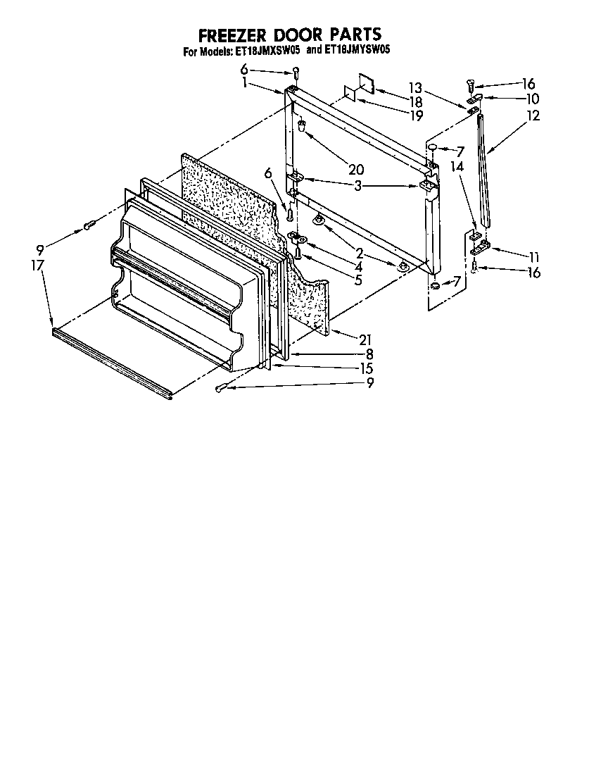 Whirlpool ET18JMYSM05 freezer door diagram