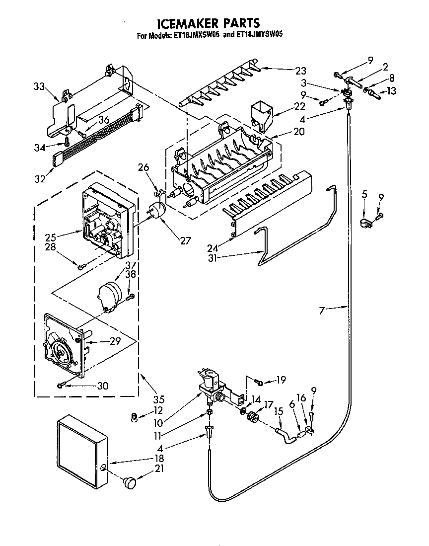 Whirlpool ET18JMYSM05 icemaker diagram