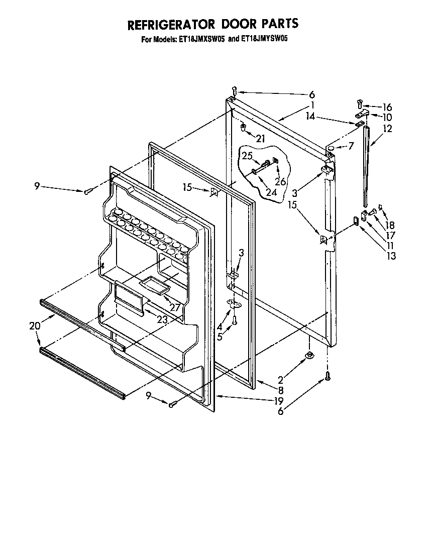 Whirlpool ET18JMYSM05 refrigerator door diagram