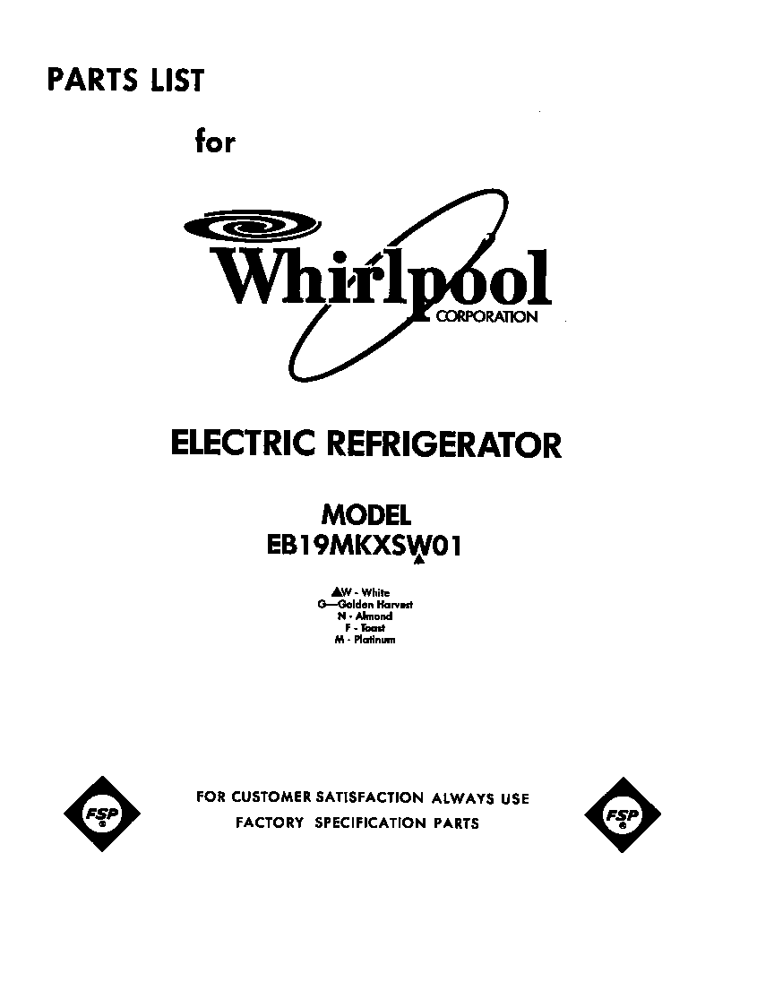 Whirlpool EB19MKXSW01 cover diagram
