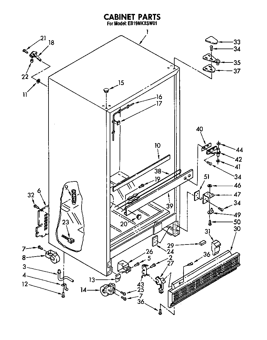 Whirlpool EB19MKXSW01 cabinet diagram