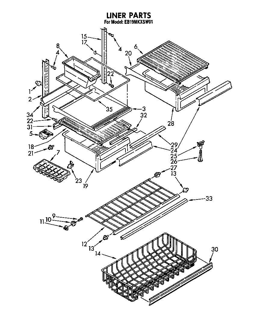 Whirlpool EB19MKXSW01 liner diagram