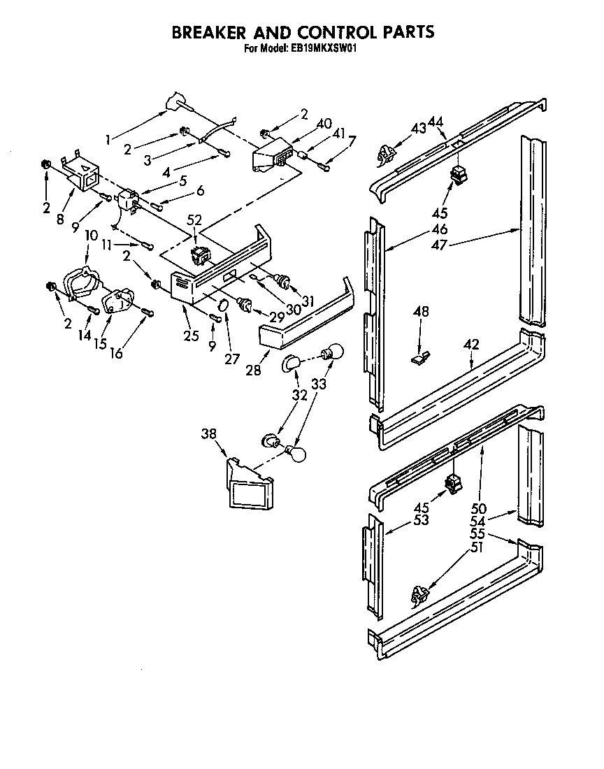 Whirlpool EB19MKXSW01 breaker and control diagram
