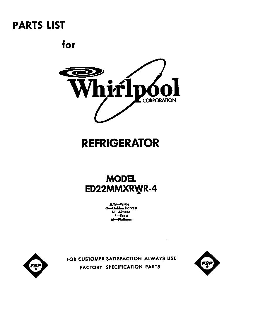 Whirlpool ED22MMXRWR4 cover diagram