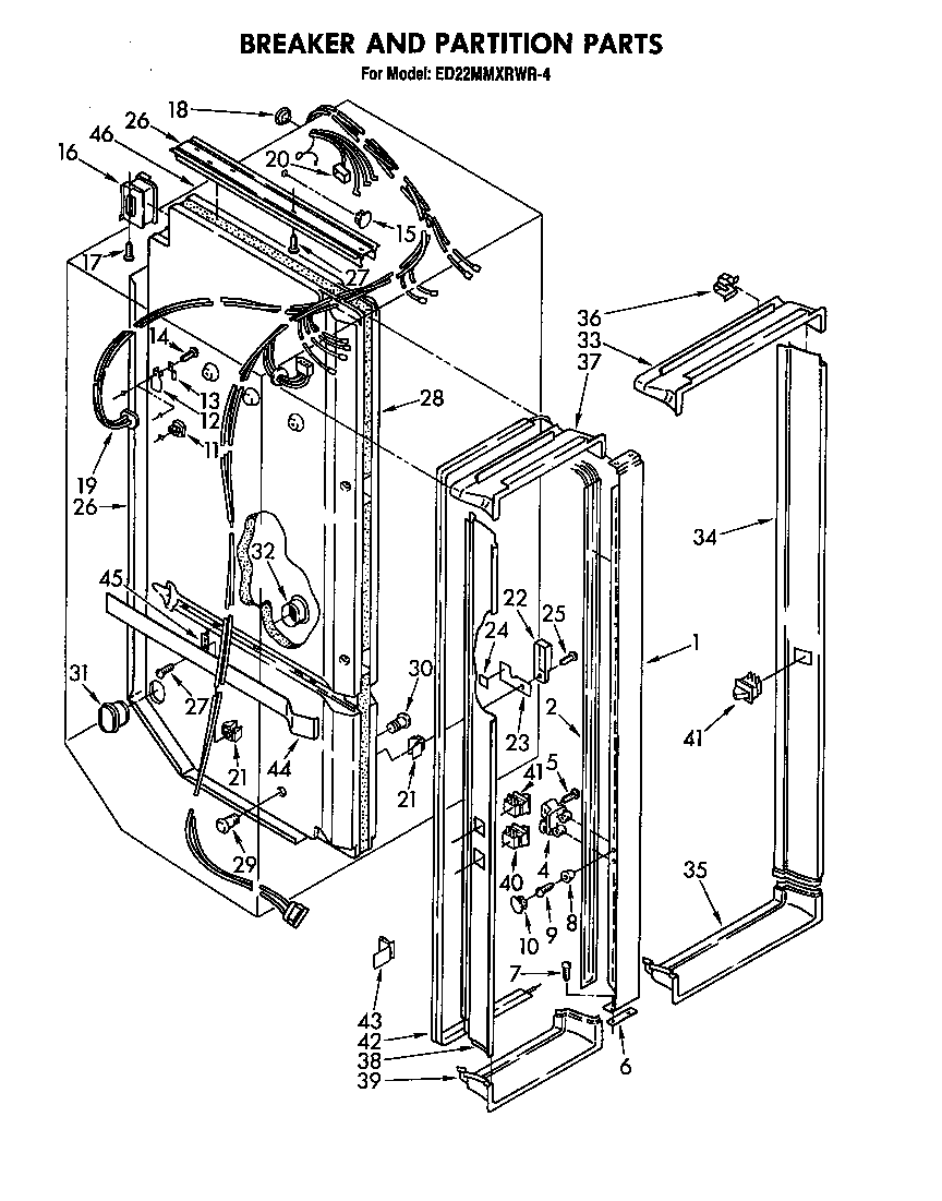 Whirlpool ED22MMXRWR4 breaker and partition diagram