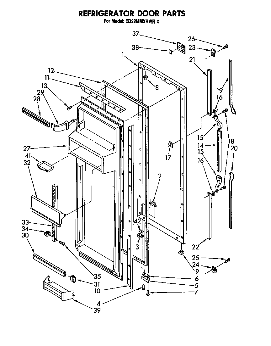 Whirlpool ED22MMXRWR4 refrigerator door diagram