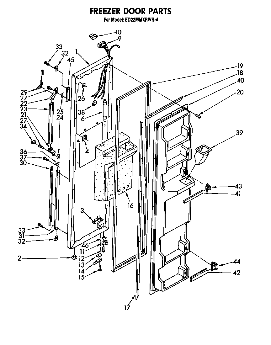 Whirlpool ED22MMXRWR4 freezer door diagram
