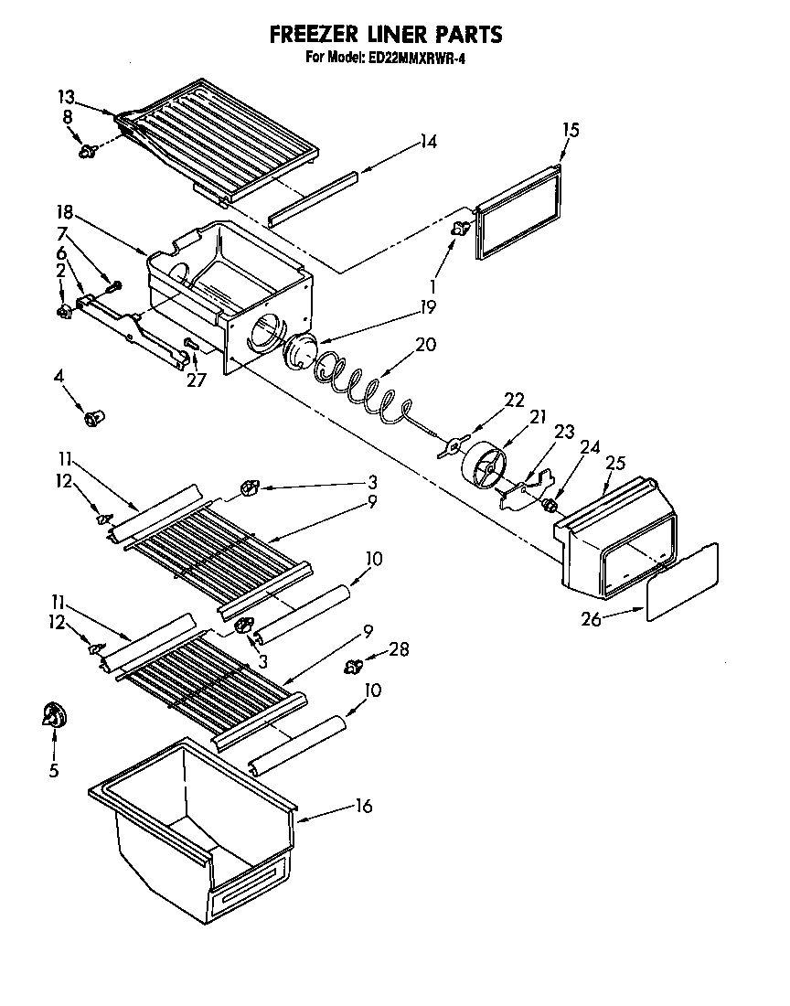 Whirlpool ED22MMXRWR4 freezer liner diagram