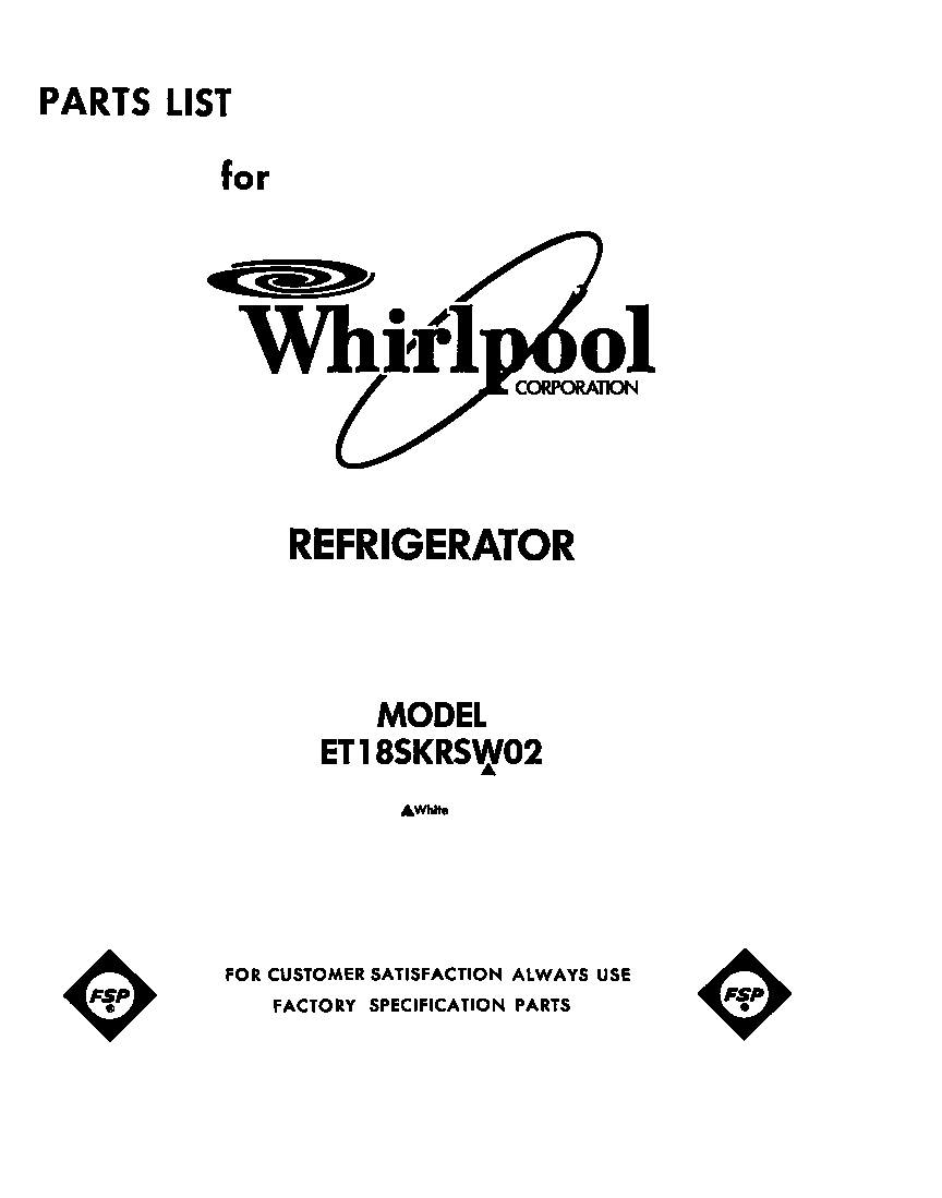 Whirlpool ET18SKRSW02 cover diagram
