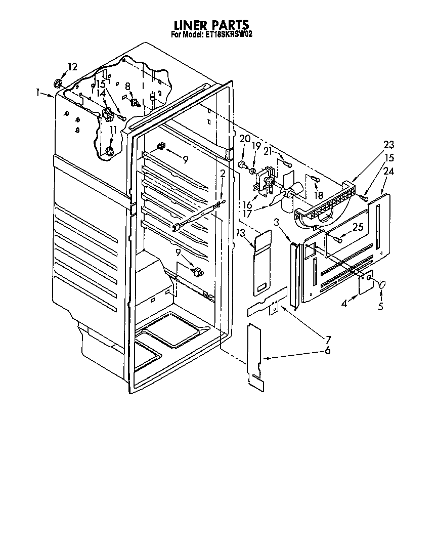 Whirlpool ET18SKRSW02 liner diagram