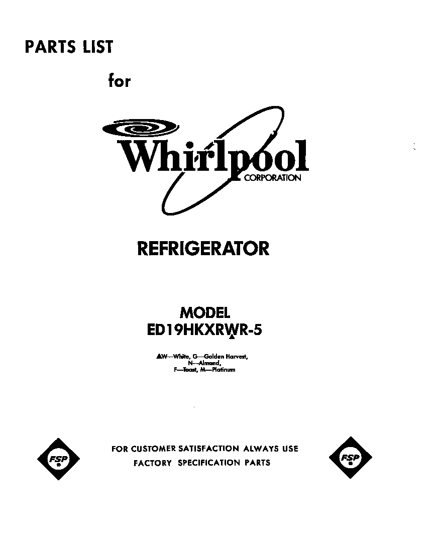 Whirlpool ED19HKXRNR5 cover diagram
