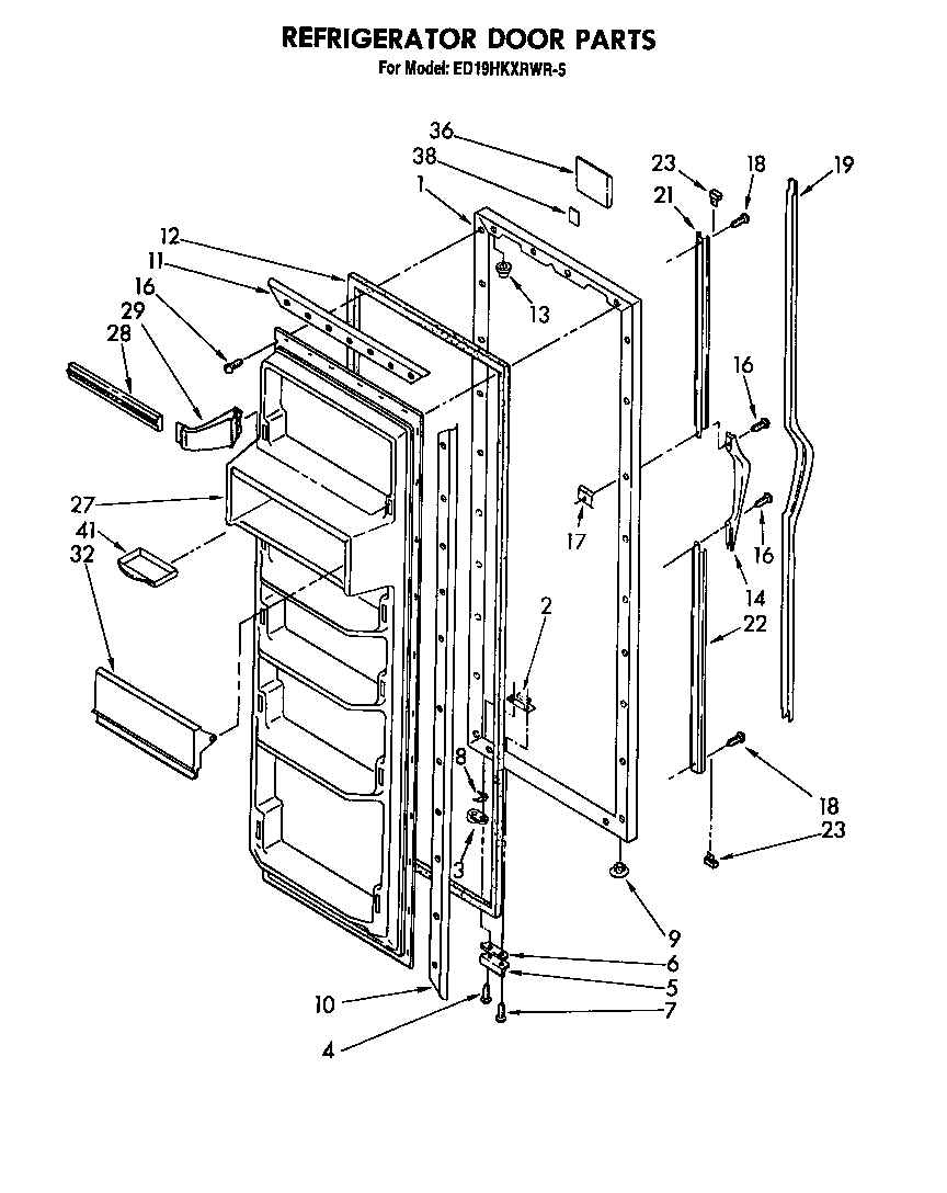 Whirlpool ED19HKXRNR5 refrigerator door diagram