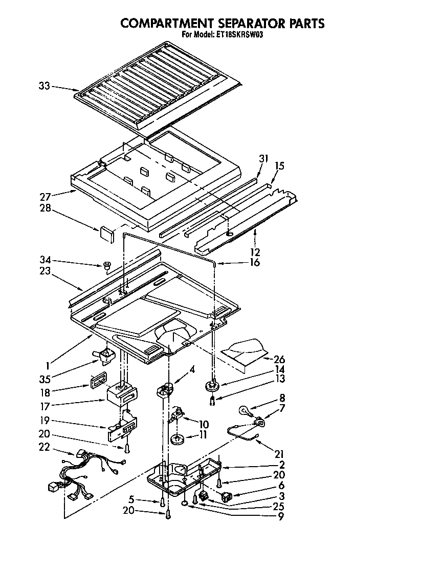 Whirlpool ET18SKRSN03 compartment separator diagram