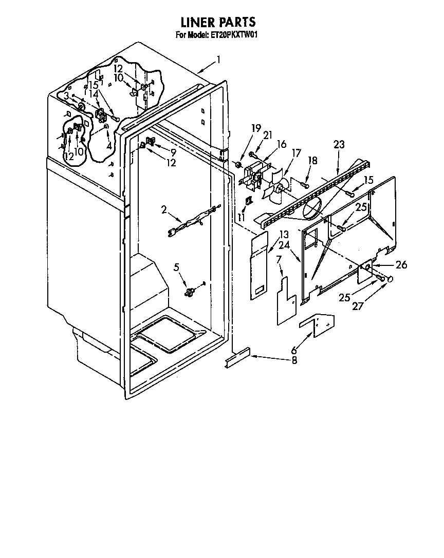 Whirlpool ET20PKXTN01 liner diagram