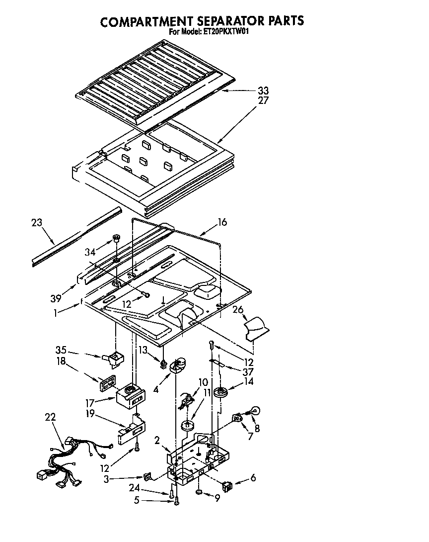 Whirlpool ET20PKXTN01 compartment separator diagram