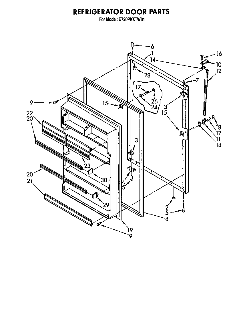 Whirlpool ET20PKXTN01 refrigerator door diagram