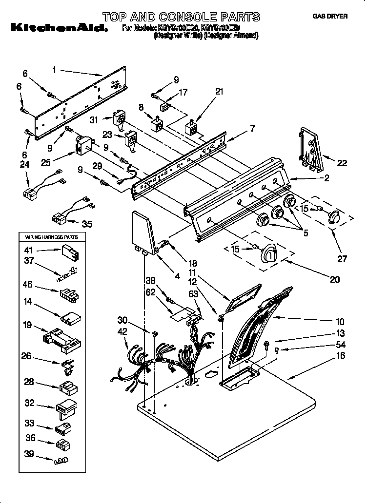 KitchenAid KGYS700EZ0 top and console diagram
