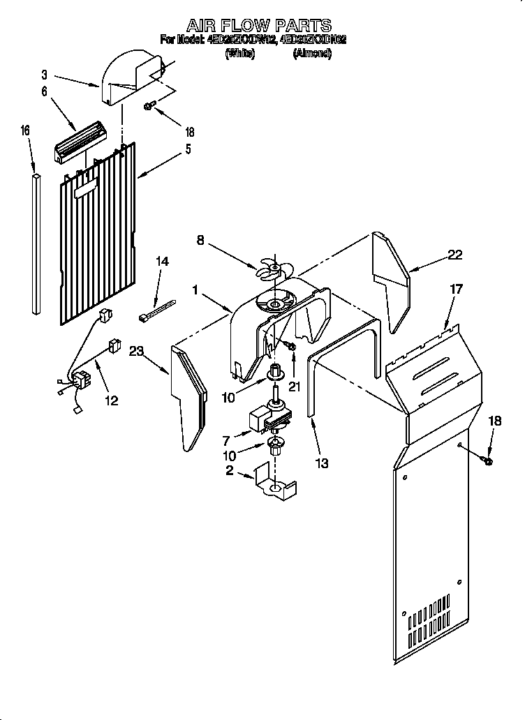 Whirlpool 4ED20ZKXDN02 air flow diagram