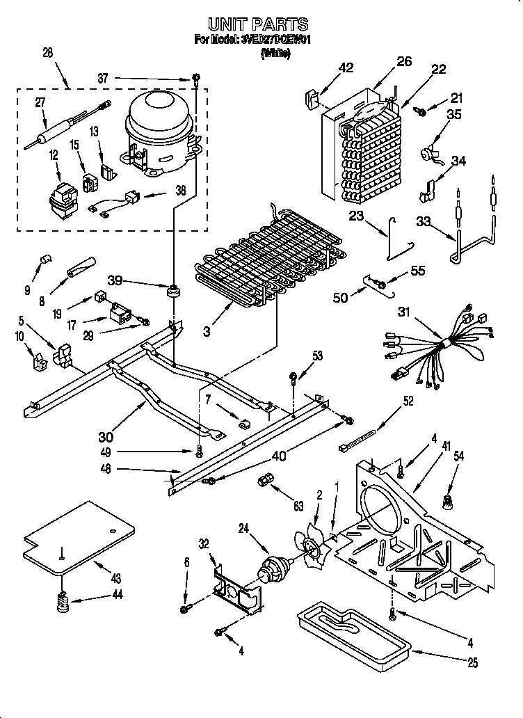 Whirlpool 3VED27DQEW01 unit diagram