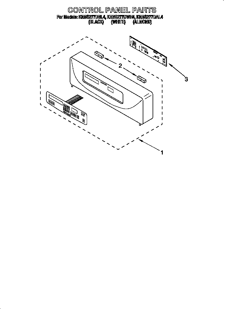 KitchenAid KEBS277DWH4 control panel diagram