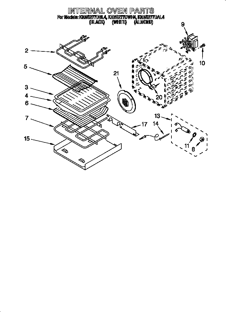 KitchenAid KEBS277DWH4 internal oven diagram