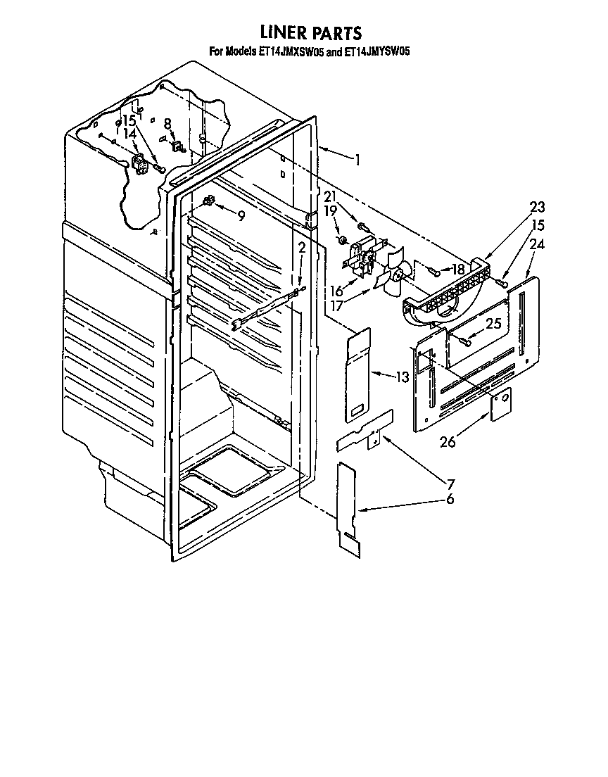 Whirlpool ET14JMYSW05 liner diagram