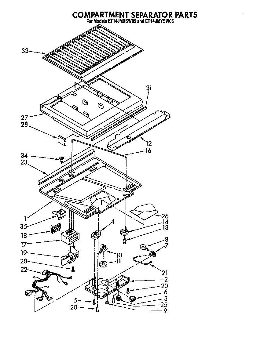 Whirlpool ET14JMYSW05 compartment separator diagram