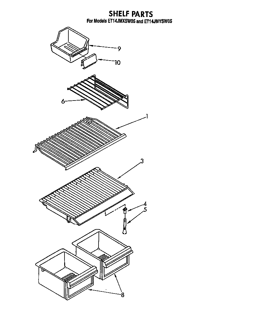 Whirlpool ET14JMYSW05 shelf diagram