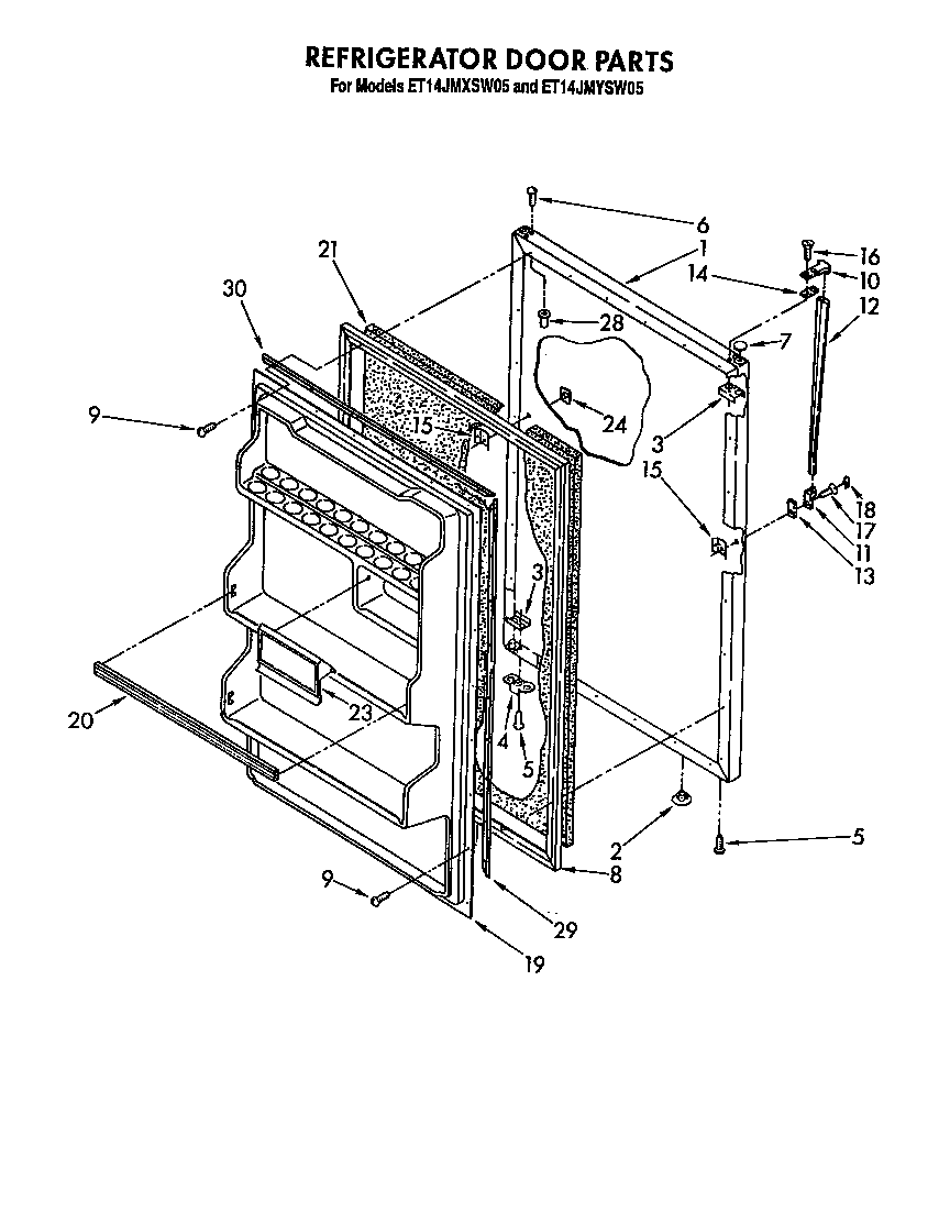 Whirlpool ET14JMYSW05 refrigerator door diagram