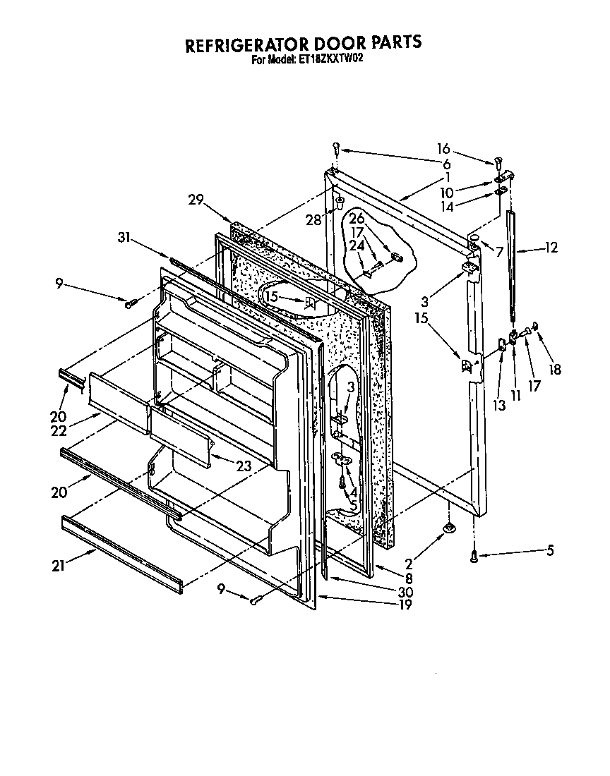 Whirlpool ET18ZKXTM02 refrigerator door diagram