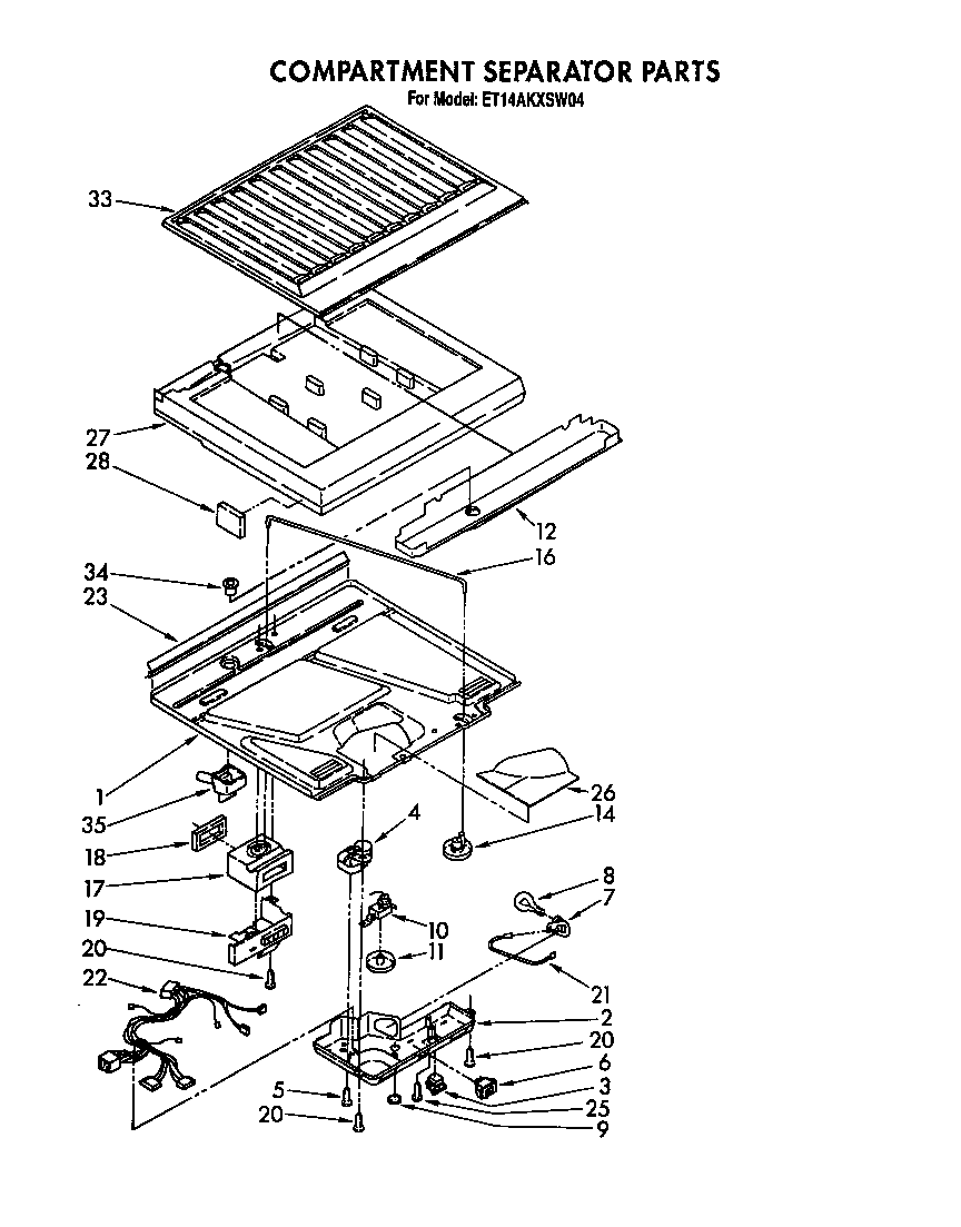 Whirlpool ET14AKXSW04 compartment separator diagram