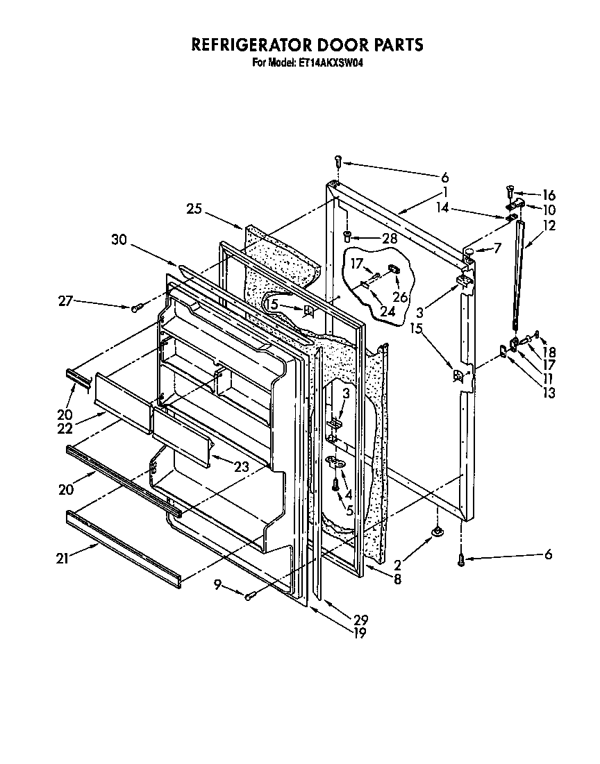 Whirlpool ET14AKXSW04 refrigerator door diagram