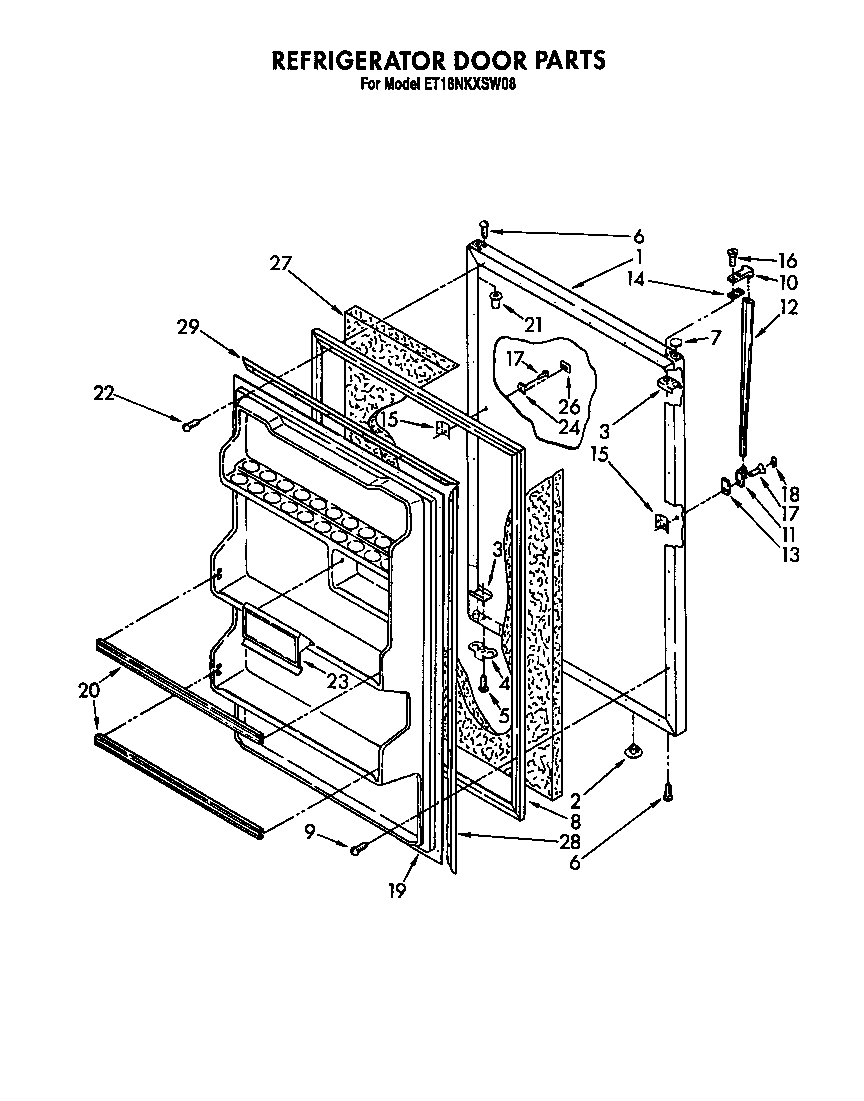 Whirlpool ET18NKXSW08 refrigerator door diagram