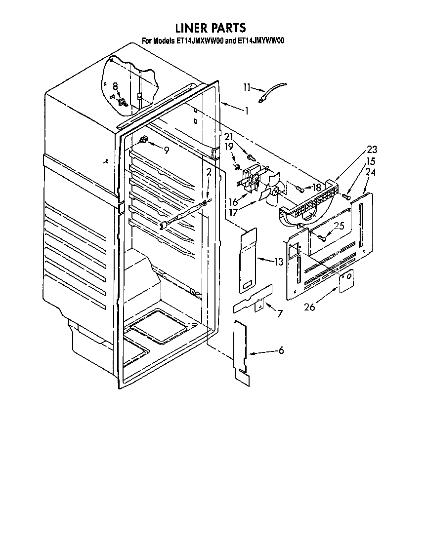 Whirlpool ET14JMYWN00 liner diagram