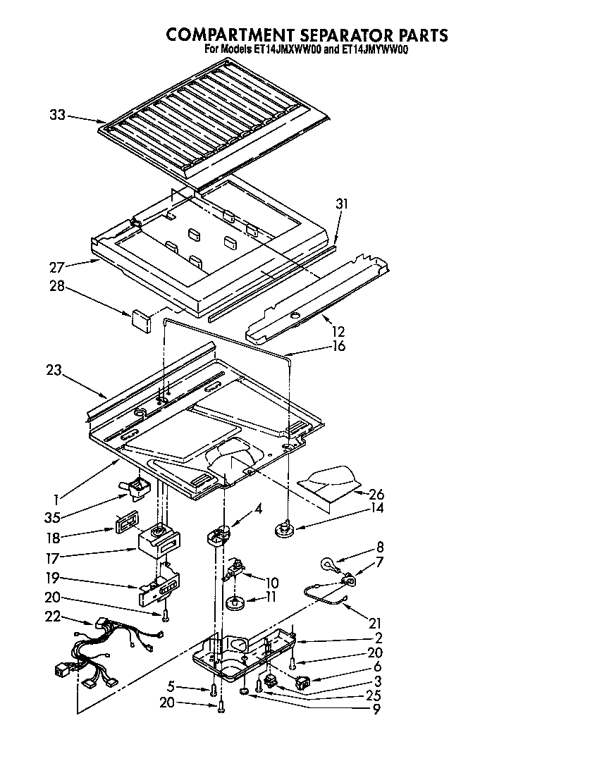 Whirlpool ET14JMYWN00 compartment separators diagram