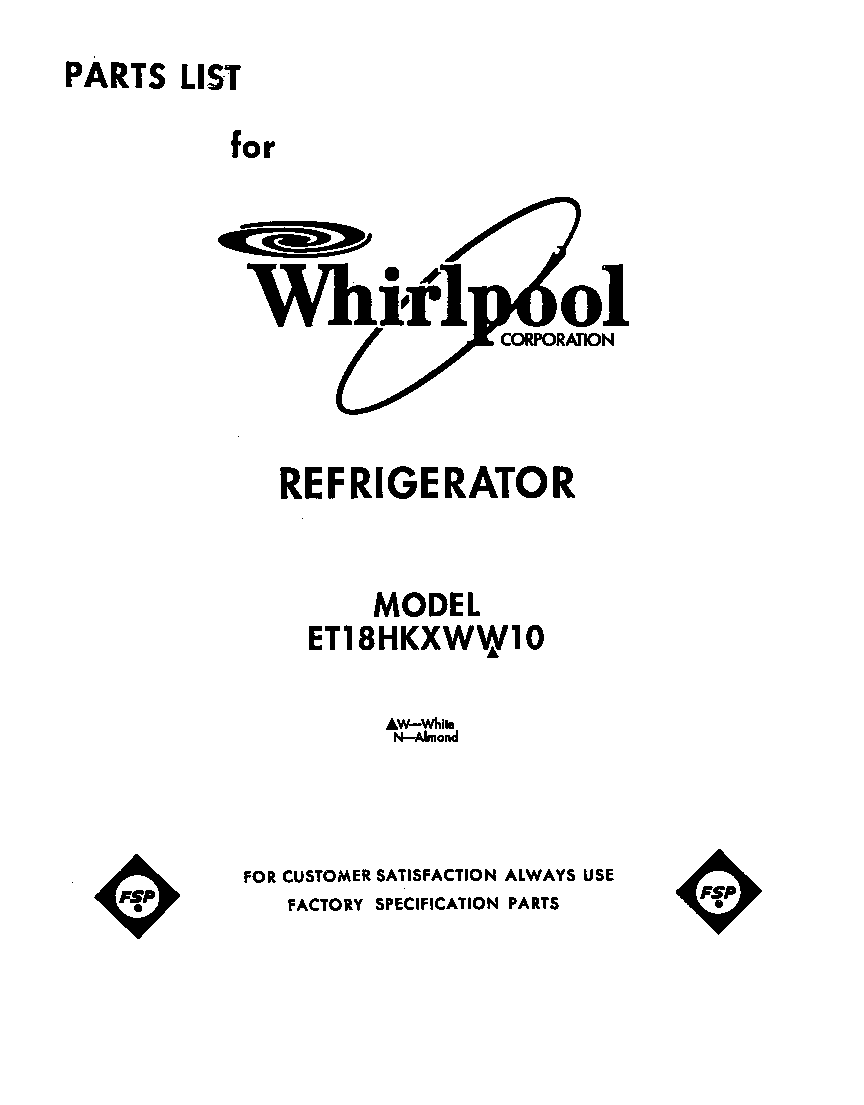 Whirlpool ET18HKXWW10 front cover diagram