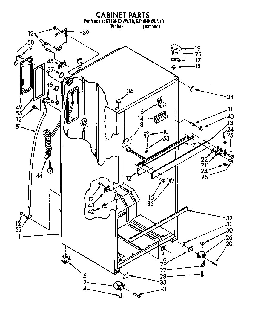 Whirlpool ET18HKXWW10 cabinet diagram