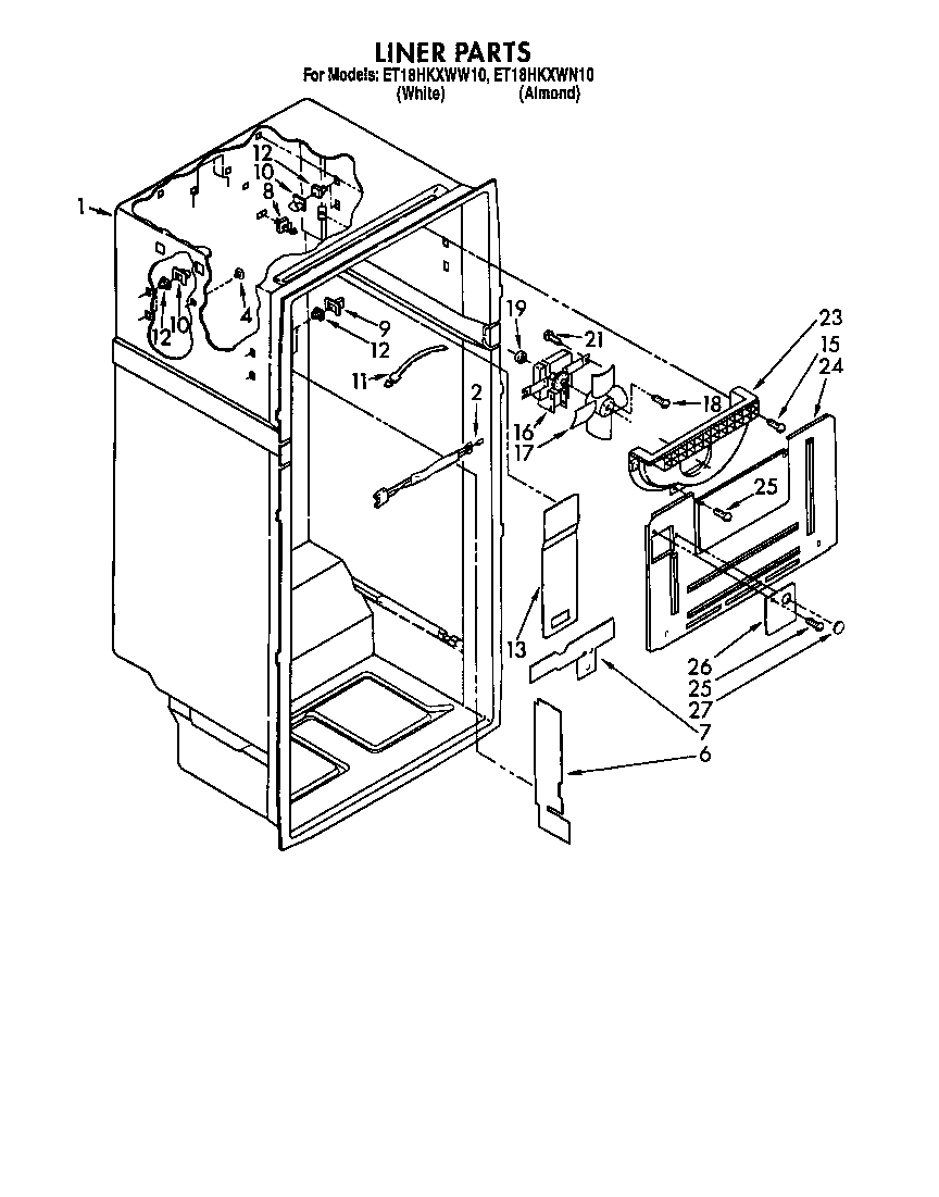 Whirlpool ET18HKXWW10 liner diagram