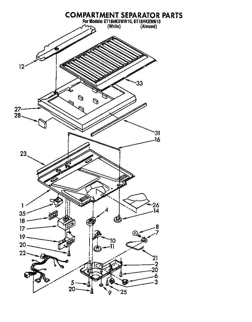 Whirlpool ET18HKXWW10 compartment separator diagram