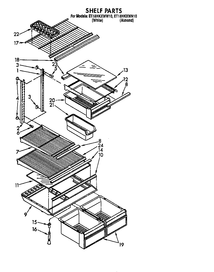 Whirlpool ET18HKXWW10 shelf diagram