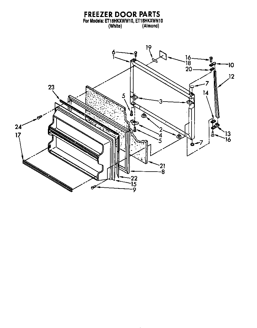 Whirlpool ET18HKXWW10 freezer door diagram