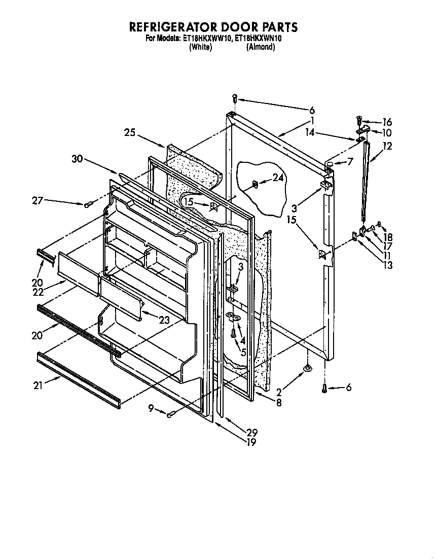 Whirlpool ET18HKXWW10 refrigerator door diagram