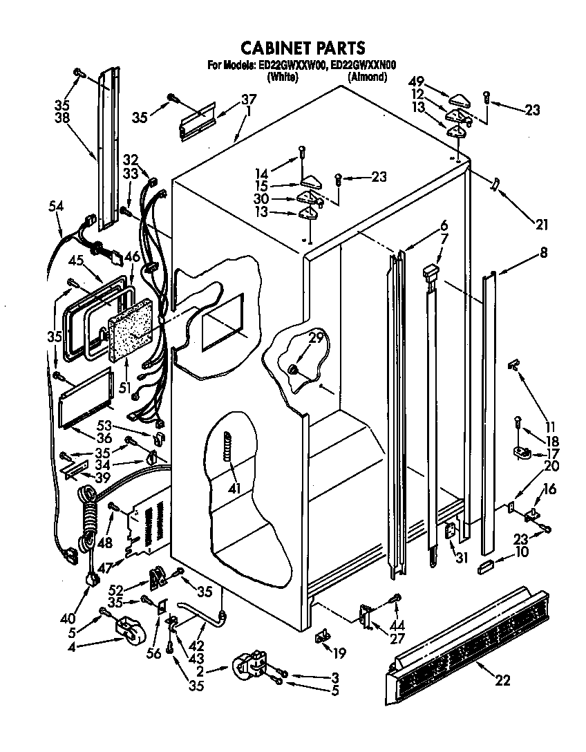 Whirlpool ED22GWXXN00 cabinet diagram