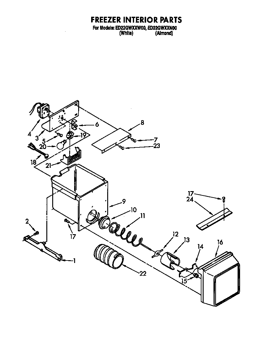 Whirlpool ED22GWXXN00 freezer interior diagram